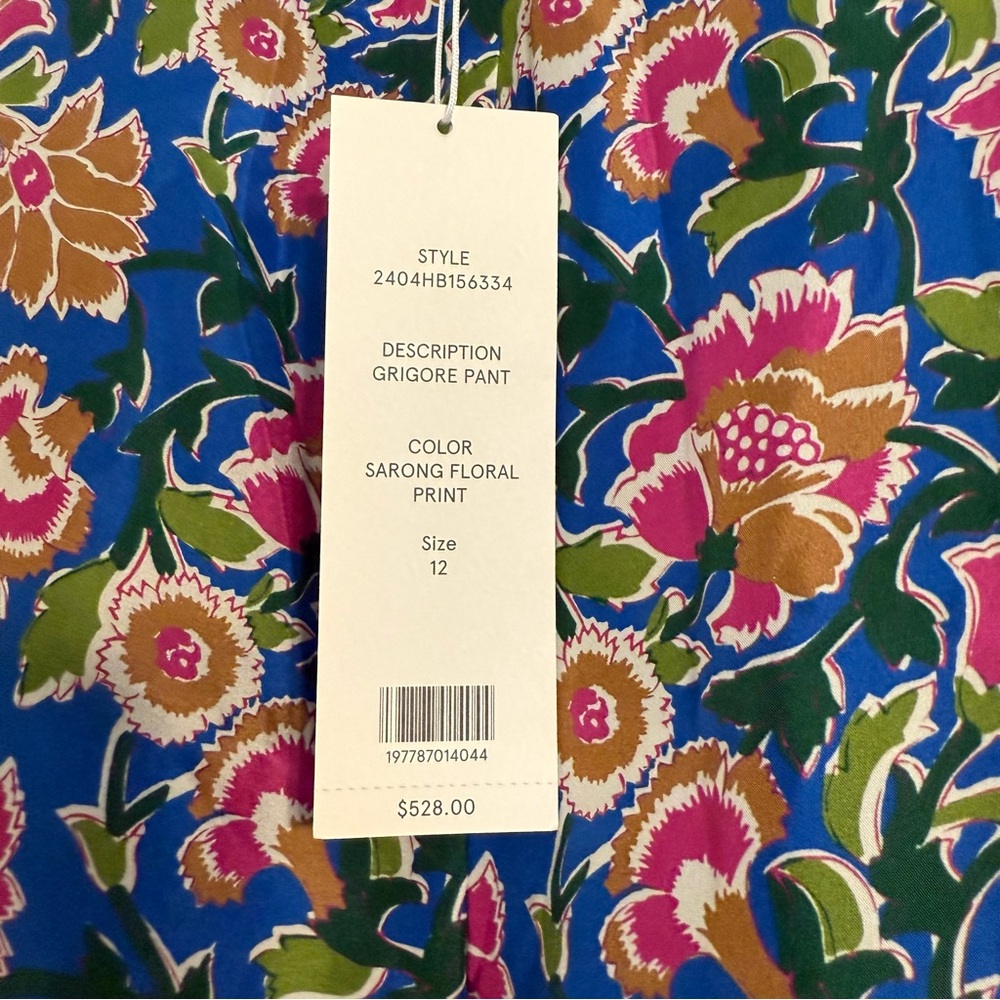 Veronica Beard Floral Wide Leg Pants - Blue and Pink - Picture 6 of 10
